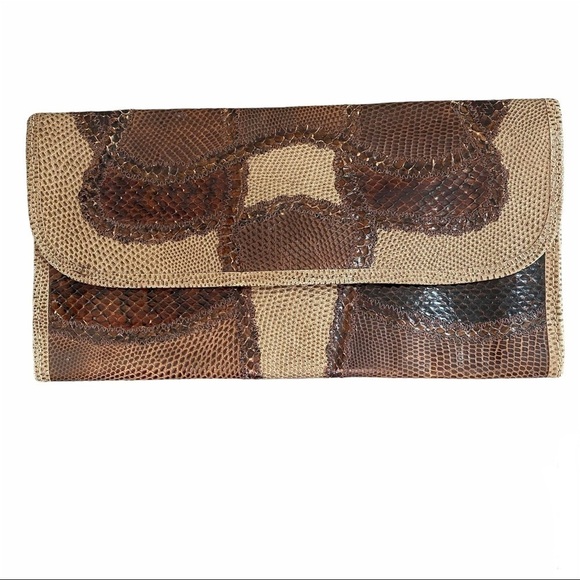 Carlos Falchi Vintage Snakeskin & Lizard Envelope Clutch - Picture 1 of 6